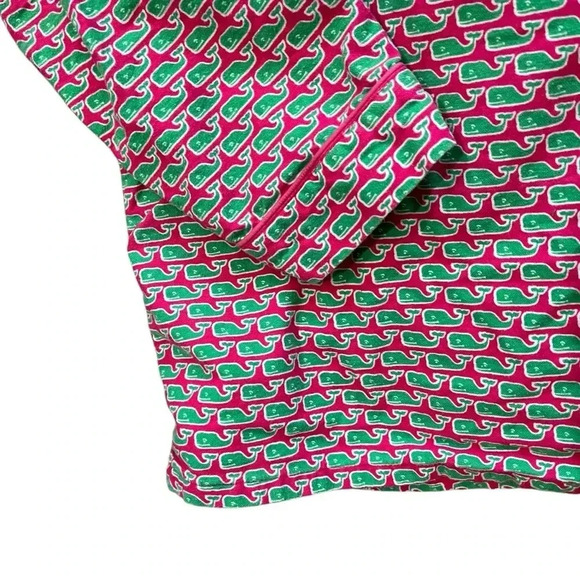 Vineyard Vines Pajama Top Button Down Pink Green Cotton Women’s Large - Picture 6 of 6